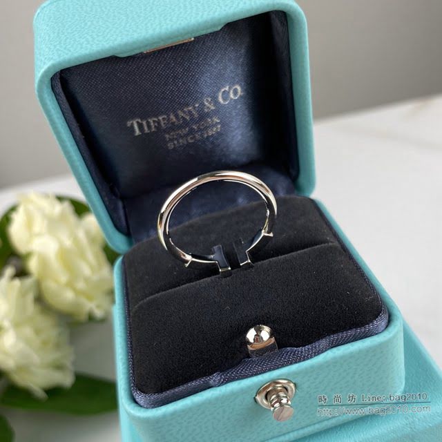 Tiffany純銀飾品 蒂芙尼女士專櫃爆款T Square戒指 Tiffany白貝母藍松石925戒指  zgt1589
